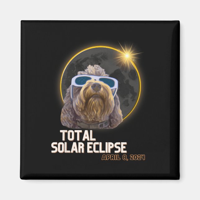 Aimant Totalité Solaire Eclipse Goldendoodle Avec Eclipse (Devant)