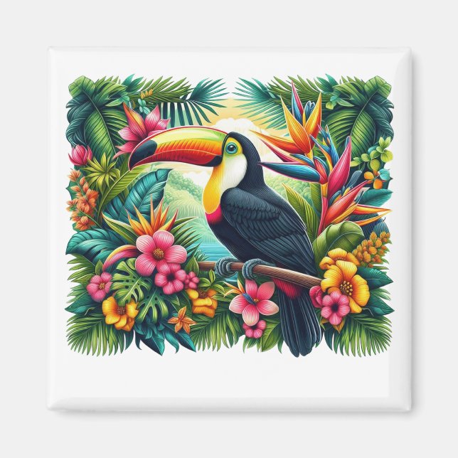 Aimant Toucan tropical/oiseau Toucan de la jungle (Devant)