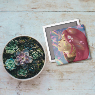 Aimant Touches arc-en-ciel en fleurs paisibles