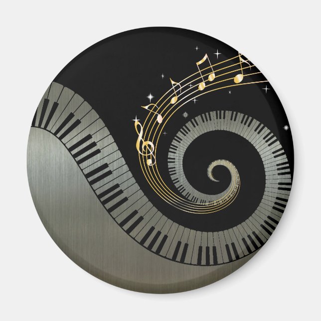 Aimant Touches de piano et notes de musique d'or Aluminiu (Devant)
