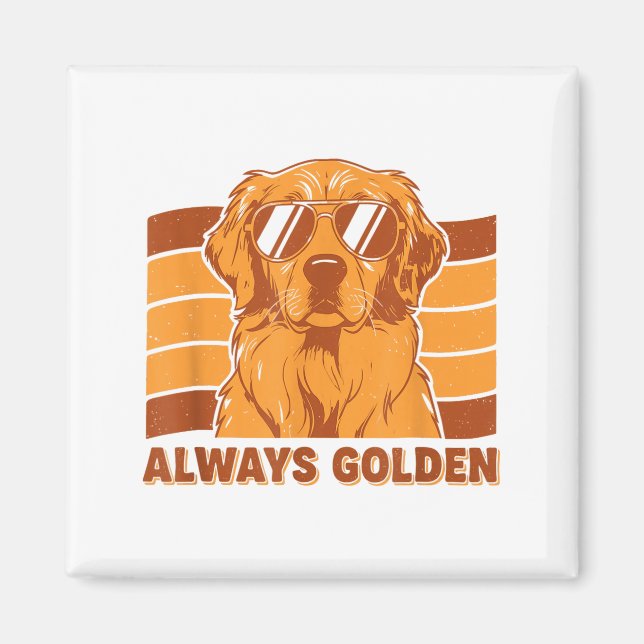 Aimant Toujours chien retriever doré de style rétro doré  (Devant)