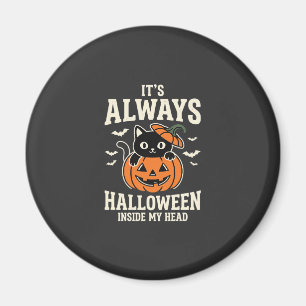 Aimant Toujours design de chat noir Halloween pumpkin