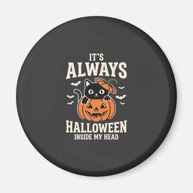 Aimant Toujours design de chat noir Halloween pumpkin (Devant)