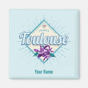 Aimant Toulouse City France Violets rétro Vintage Souveni