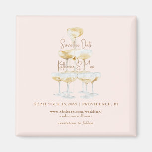 Aimant Tour Champagne Texte Or Mariage Enregistrer la Dat