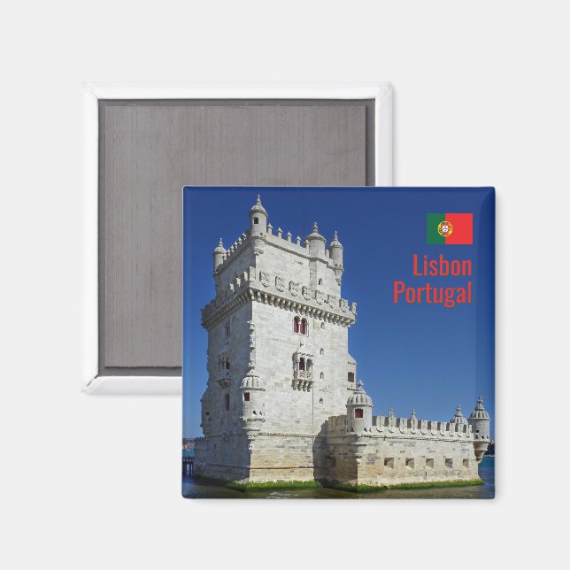 Aimant Tour de Belém à Lisbonne, Portugal (Recto/Verso)