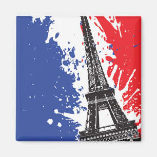 Aimant Tour Eiffel drapeau grunge de Paris, France