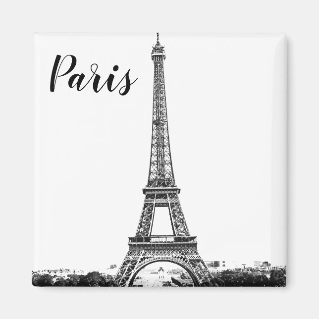 Aimant Tour Eiffel noir et blanc (Devant)