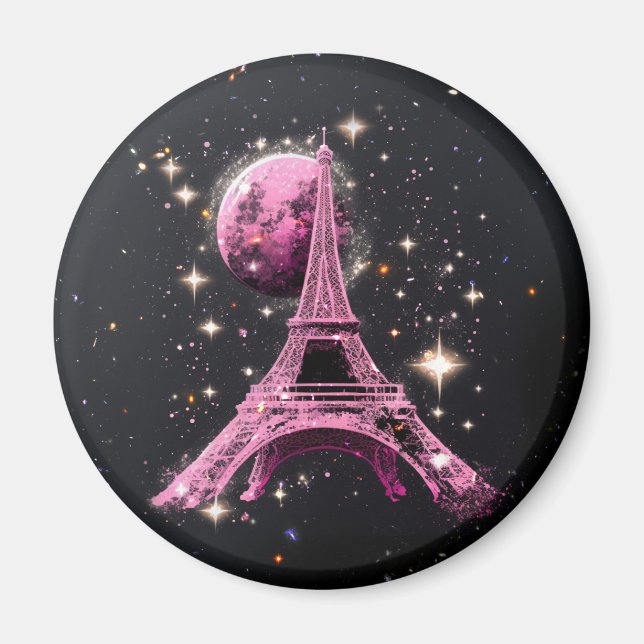 Aimant Tour Eiffel Nuit Lune           (Devant)