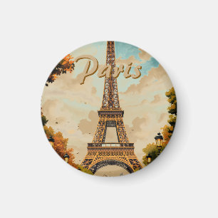 Aimant Tour Eiffel Paris Voyage Style Rétro Art Vintage