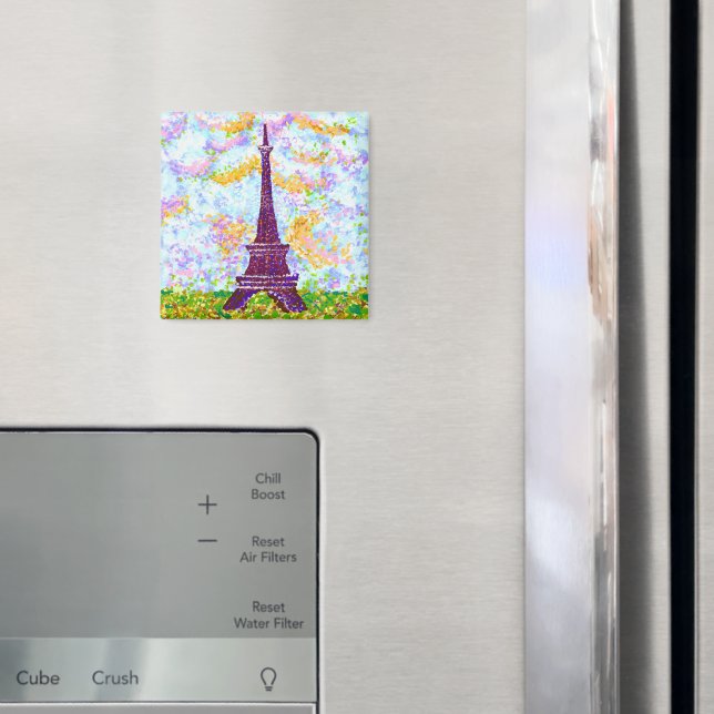 Aimant Tour Eiffel Pointillism Paysage de printemps (In situ (réfrigérateur))