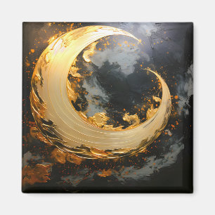 Aimant Tourbillon Abstrait Or Noir Lune Moderne