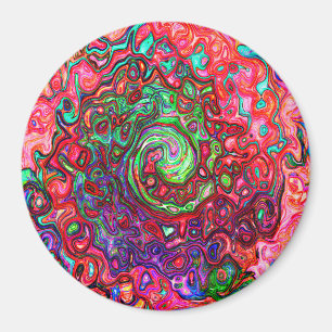 Aimant Tourbillon liquide abstrait groovy rouge aquarelle