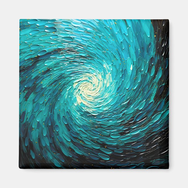 Aimant Tourbillon océan turquoise abstrait (Devant)