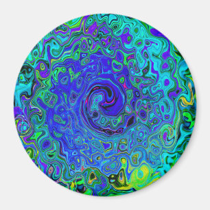 Aimant Tourbillonnement Liquide Abstrait Violet Bleu Rétr