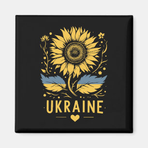 Aimant Tournesol d'Ukraine Je suis avec l'Ukraine Paix po