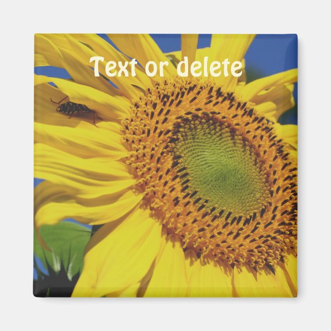 Aimant Tournesol et invité insecte personnalisé (Devant)