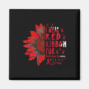 Aimant Tournesol Je porte du ruban rouge pour le cancer d