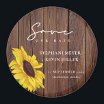 Aimant Tournesol Mariage Rustique En Bois Économisez La D<br><div class="desc">Simple et élégamment rustique sont les mots que j'utiliserais pour décrire cet aimant Save The Date... avec un tournesol unique, au-dessus d'un bois rustique, entouré d'élégantes calligraphies de script. Ce design chic boho unique est une façon amusante d'annoncer votre fiançailles et de préparer le terrain pour une journée que vous...</div>