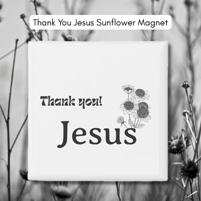 Aimant Tournesol Merci Jésus (Thank You Jesus Sunflower Magnet)