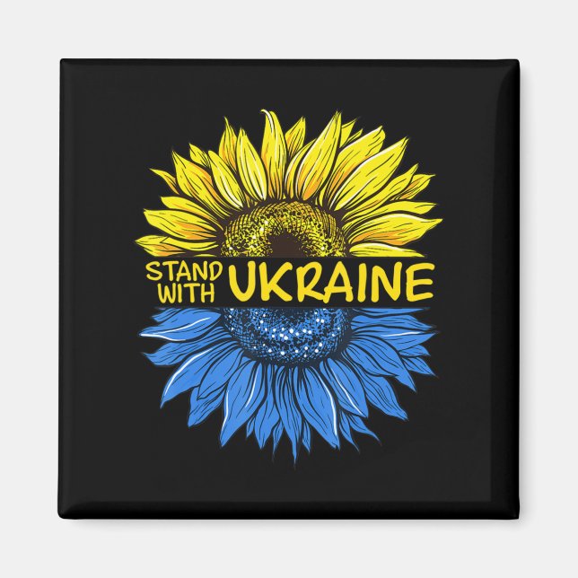 Aimant Tournesol Ukrainien je reste avec l'Ukraine amour  (Devant)