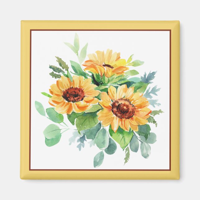 Aimant Tournesols aquarelle  (Devant)