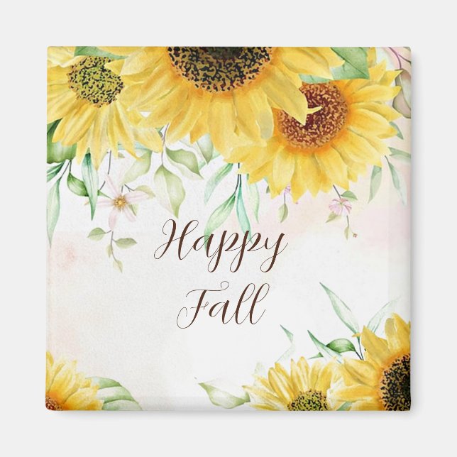 Aimant Tournesols d'automne avec texte personnalisable  (Devant)