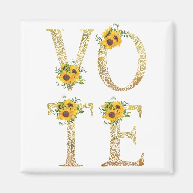 Aimant Tournesols Dorés Votez (Devant)