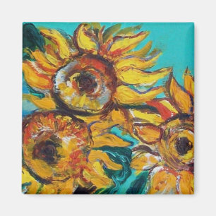 AIMANT TOURNESOLS EN TURQUOISE BLEU