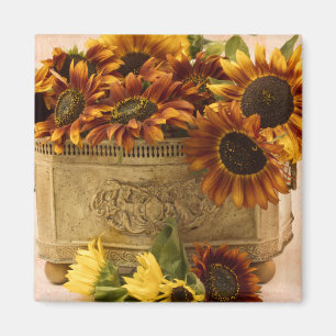 Aimant Tournesols Orangés En Panier À Tin