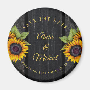 Aimant Tournesols rustiques chic grange bois mariage enre