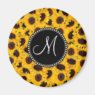 Aimant Tournesols vibrants de monogramme beaux floraux