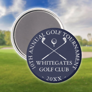Aimant Tournoi de club de golf personnalisé bleu marine