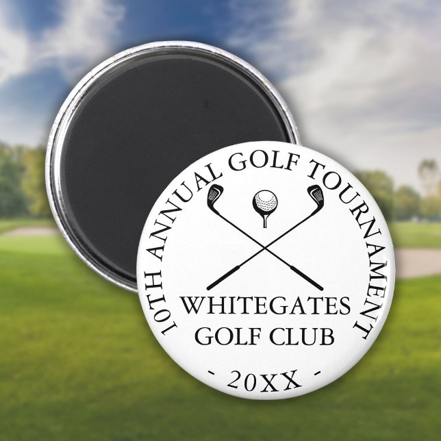 Aimant Tournoi de golf moderne personnalisé  (Custom Modern Golf Club Tournament Magnet)