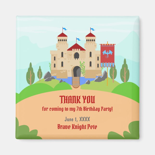 Aimant Tournoi médiéval des Chevaliers Garçon fête d'anni (Devant)