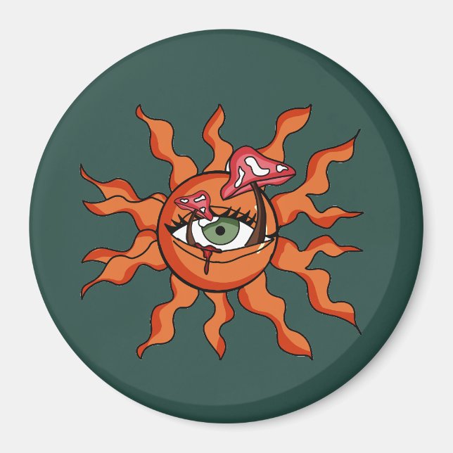 Aimant Tous les rayons de champignons du soleil (Devant)