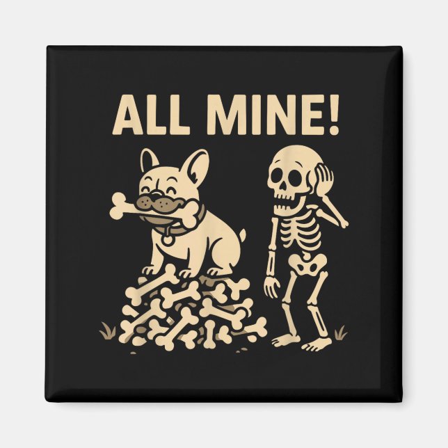 Aimant Tous mes os de squelette de chien d'Halloween (Devant)