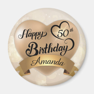 Aimant Tout âge Creme personnalisée Gold Anniversaire