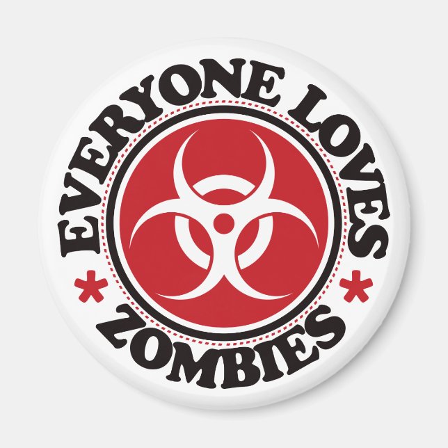 Aimant Tout le monde aime Zombies - Rouge (Devant)