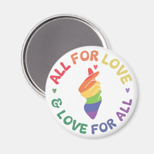 Aimant Tout pour l'amour Fierté arc-en-ciel main LGBTQ+