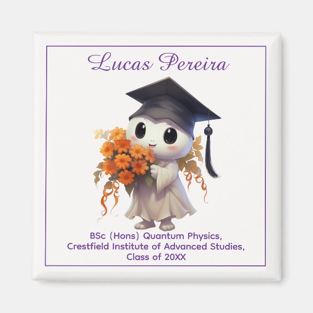 Aimant 🎓 Tout texte Chibi Physique Diplômé (Devant)