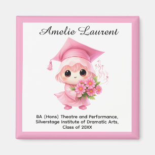 Aimant 🎓 Tout texte personnalisé Chibi Bloom Diplômé
