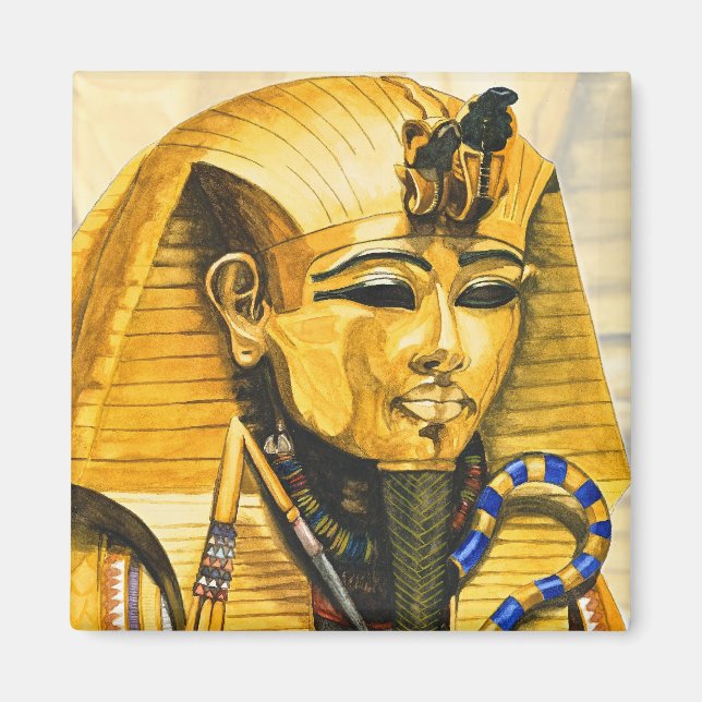 Aimant Toutankhamon masque or aquarelle (Devant)