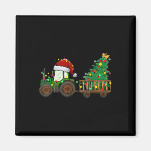 Aimant Tracteur agricole de Noël Lumières des arbres Sant
