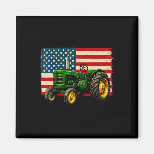 Aimant Tracteur d'agriculteur Drapeau États-Unis 4 juille