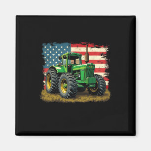 Aimant Tracteur de ferme agricole Drapeau Usa Tracteur Am