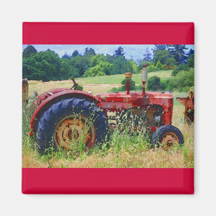 Aimant Tracteur rouge classique