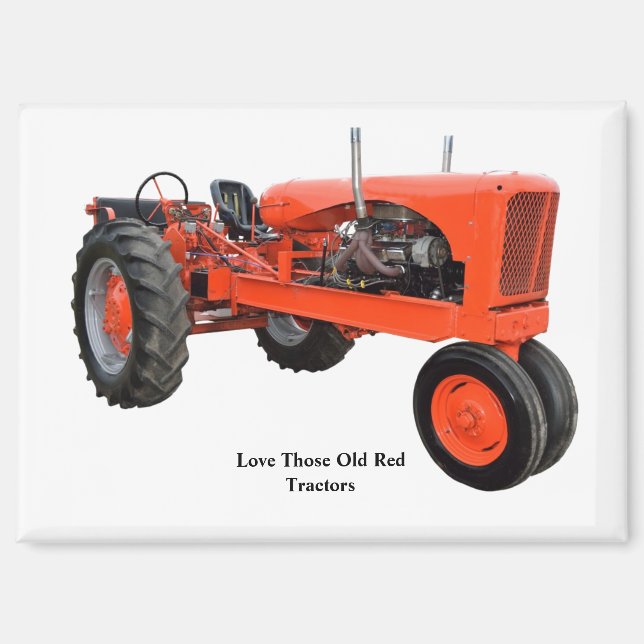 Aimant Tracteur rouge vintage (Recto)