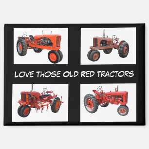 Aimant Tracteurs Rouges Vintage