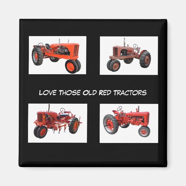 Aimant Tracteurs rouges vintages (Devant)
